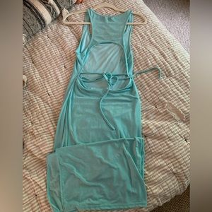 Blue maxi open back dress